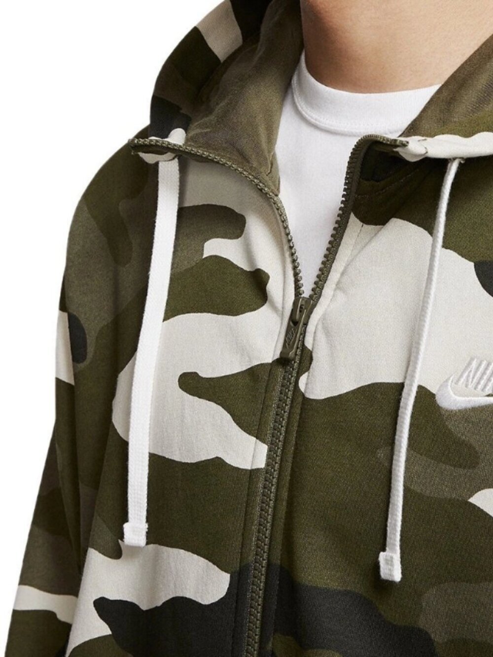 Nike NSW Camo Club Pullover Hoodie Full Zip & Joggers/Pants Set - CJ4539-222 - Picture 2 of 9